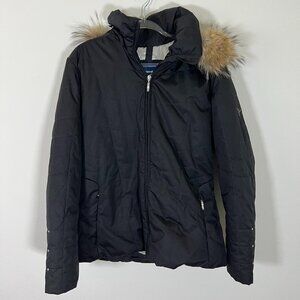 FERA Ski Parka Jacket black sz 16 thermolite insulation rhinestone trim